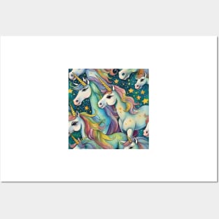 Unicorn pattern Posters and Art